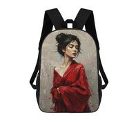 sinyumoney Woman in Red Kimono Sacs À Dos Imprimés En 3D Pour Enfants, Sacs D'école Tendance Pour Garçons, Sacs De Voyage, Sacs Scolaires Pour Élèves Du Primaire 17inch