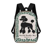 sinyumoney World Poodle Day Art Sacs À Dos Tendance Imprimés En 3D 17inch Sac D'école Décontracté Pour Enfants, Garçons, Élèves Du Primaire Et Du Collège