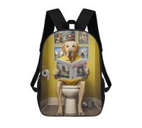 sinyumoney Yellow Labrador Toilet Sacs À Dos Imprimés En 3D Pour Enfants, Sacs D'école Tendance Pour Garçons, Sacs De Voyage, Sacs Scolaires Pour Élèves Du Primaire 17inch