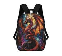sinyumoney Yggdrasil Sac à dos unisexe Motif arbre du monde imprimé 3D Sac à dos de voyage décontracté pour ordinateur portable Sac d'école léger pour hommes, femmes, garçons et filles, Dragon vitrail