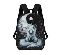 sinyumoney Yin And Yang Kitsune Sacs À Dos Imprimés En 3D Pour Enfants 17inch Sacs À Dos Tendance Et Décontractés Pour La Journée, Sacs De Voyage, Sacs À Dos D'extérieur Pour Garçons Et Filles