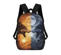 sinyumoney Yin And Yang Wolves Sac À Dos Scolaire Imperméable Pour Ordinateur Portable, Idéal Pour L'école, Le Travail Et Les Voyages 17inch