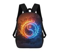 sinyumoney Yin Yang Fire And Ice Sac À Dos Scolaire Enfant Tendance Et Décontracté, Sac À Dos Imprimé En 3D Pour Garçon, Grand Sac À Dos 17inch