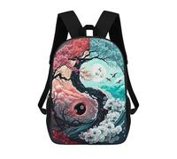 sinyumoney Yin-Yang Harmony Blossom Moonlit Sky Sac À Dos Scolaire Pour Enfants, Imprimé En 3D, Tendance Et Décontracté, Pour Garçons, Élèves Du Primaire Et Du Collège 17inch