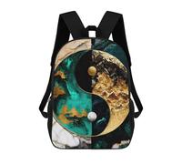 sinyumoney Yin Yang Kintsugi Harmony Sac À Dos Scolaire Pour Filles Et Garçons Avec Poche, Sac À Dos Tendance Pour Enfants 17inch