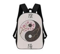 sinyumoney Yin Yang Summer Winter Sac À Dos Scolaire Imprimé En 3D Pour Enfants, Sac À Dos De Voyage Tendance Et Décontracté Pour Écoliers 17inch