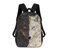 sinyumoney Yin Yang Wolves Dual Nature Artwork Sac À Dos Scolaire Imprimé En 3D Pour Enfants, Sac À Dos De Voyage Tendance Et Décontracté Pour Écoliers 17inch
