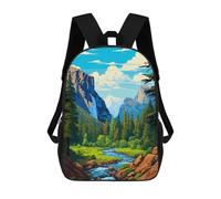 sinyumoney Yosemite River Pixel Art Sac À Dos Avec Poche, Sacs À Dos Imprimés En 3D, Sacs De Voyage, Sacs À Livres, Sacs D'école Pour Enfants 17inch