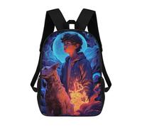sinyumoney Young Boy with Mystical Dog Sacs À Dos Pour Enfants, Cartables, Sacs À Dos Scolaires Imprimés En 3D, Sacs À Dos De Voyage Tendance Pour Enfants (primaire, Collège) 17inch