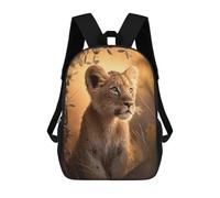 sinyumoney Young Lion Cub in Sunlight Sac À Dos Scolaire Pour Enfants Imprimé En 3D, Idéal Pour Les Voyages Et Les Lectures, Pour Les Garçons Et Les Élèves Du Primaire 17inch