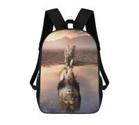 sinyumoney Young Lion Reflection in Water Sac À Dos Scolaire Pour Enfants Imprimé En 3D, Idéal Pour Les Voyages Et Les Livres 17inch