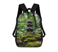 sinyumoney Zen Japanese Pagoda Temple Sac À Dos Scolaire Pour Filles Et Garçons, Avec Poche, Sac À Dos Tendance Pour Enfants 17inch