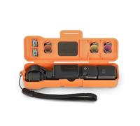 Sinyutia Étui de voyage étanche pour Dji Osmo Pocket 3 Creator Combo Accessoires, avec 3 emplacements de rangement magnétiques Cpl/ND et 2 emplacements pour cartes, avec dragonne (orange)