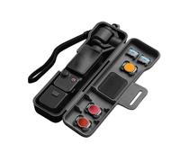 Sinyutia Étui de voyage étanche pour Dji Osmo Pocket 3 Creator Combo Accessoires, avec 3 emplacements de rangement magnétiques Cpl/ND et 2 emplacements pour cartes de rangement, avec dragonne (noir)