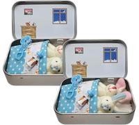 Sinyuyong Cadeaux de Pâques for Enfants - Lapins de Poche dans Une boîte en métal, Aliments factices et Lapin en Peluche, Jolis Petits Cadeaux à Glisser dans Un Panier de Pâques(C)