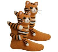 Sinyuyong Chaussettes animaux 3D uniques, lot de 2 paires - Chaussettes fantaisie tricotées amusantes, chaudes, douces et mignonnes(F)