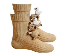 Sinyuyong Chaussettes animaux 3D uniques, lot de 2 paires - Chaussettes fantaisie tricotées amusantes, chaudes, douces et mignonnes(E)