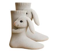 Sinyuyong Chaussettes animaux 3D uniques, lot de 2 paires - Chaussettes fantaisie tricotées amusantes, chaudes, douces et mignonnes(D)