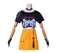 Sinyuyong Coffret cadeau de déguisements de cosplay d'anime, robe de danse jaune de chanteuse pop for enfants for Halloween, congrès et anniversaires(B,120)