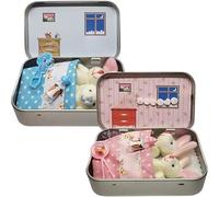 Sinyuyong Coffret de Peluches Pocket Bunnies - Mini Maison en Peluche à Monter soi-même, présentée dans Une boîte en métal Collector, idéale for Les Voyages et Les Cadeaux de Pâques.(E)