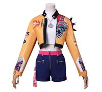 Sinyuyong Ensemble complet de déguisements de cosplay d'anime jaune for enfants, costume de chanteur pop d'Halloween avec haut et pantalon for fêtes et congrès(A,150)