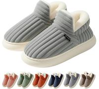 Sinyuyong Ensemble de chaussons confortables for couples, chaussons d'hiver chauds avec soutien ergonomique et semelle antidérapante for l'intérieur et l'extérieur(gris,42/43)