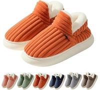 Sinyuyong Ensemble de chaussons confortables for couples, chaussons d'hiver chauds avec soutien ergonomique et semelle antidérapante for l'intérieur et l'extérieur(Orange,40/41)