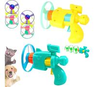 Sinyuyong Ensemble de Lanceur de Frisbee Lumineux for Chat - Disque Volant à LED avec 4 hélices colorées, Jouet interactif à rapporter for Chat, for l'intérieur et l'extérieur(Green+Yellow)
