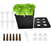 Sinyuyong Kit de démarrage de semis hydroponique - Kit de Germination for Jardin intérieur for laitue, Herbes et tomates, Installation Facile(Black(2pcs))