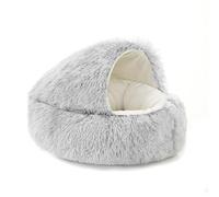 Sinyuyong Niche Ronde for Animaux de Compagnie, lit apaisant et Coupe-Vent for Chat et Chaton, Peluche Chaude à Capuche avec Fond antidérapant, Matelas de Couchage for Animaux de Compagnie(A,XL)
