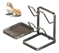 Sinyuyong Organisateur de Couvercle de Casserole avec bac d'égouttage, fabriqué en Acier au Carbone épais antirouille for casseroles, poêles et ustensiles de Cuisine(Black,Double-Layer)