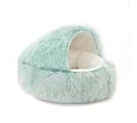 Sinyuyong Panier Rond à Capuche for Chat - Niche Coupe-Vent et apaisante avec Fond antidérapant, Matelas de Couchage Chaud en Peluche for Chats et Petits Chiens(D,M)