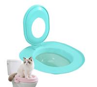 Sinyuyong Siège de Toilette écologique for Chat - Insert de siège de Toilette réutilisable, Transition étape par étape vers Le bac à litière, Compatible avec la Plupart des Toilettes Standard(Blue)