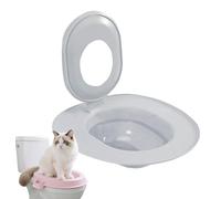 Sinyuyong Siège de Toilette écologique for Chat - Insert de siège de Toilette réutilisable, Transition étape par étape vers Le bac à litière, Compatible avec la Plupart des Toilettes Standard(Gris)