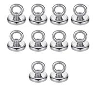 sinzau Crochets Magnétiques, Lot de 10 Aimants Néodyme, Aimant 16 mm avec Crochet, Crochet Magnétique à œillet, Aimant à œillet Néodyme, pour Réfrigérateurs, Cuisines, Garages, Camping