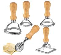 sinzau Pack de 5 emporte-pièces à raviolis, roulettes à pâte, emporte-pièces à raviolis, façonneur de boulettes, façonneur à raviolis carré rond en forme de cœur pour raviolis, pâtes