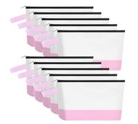 Sinzip Lot de 10 trousses de maquillage en toile de coton avec fond et sangle, trousse de maquillage multifonction avec fermeture éclair, trousse de toilette de voyage, sac vierge pour loisirs