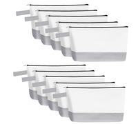 Sinzip Lot de 10 trousses de maquillage en toile de coton avec fond et sangle, trousse de maquillage multifonction avec fermeture éclair, trousse de toilette de voyage, sac vierge pour loisirs