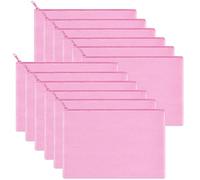 Sinzip Lot de 12 trousses de maquillage en toile de coton multi-usages avec fermeture éclair - Trousse de toilette de voyage vierge pour loisirs créatifs - Trousse à crayons - Rose - M