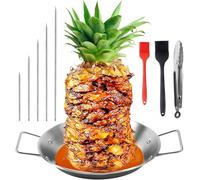 SINZONeu® Brochette Verticale pour Barbecue - 5 Pointes Amovibles en Acier Inoxydable 304 | Set Complet avec Pièce à Main et Plateau à Jus pour Kebab/Gyros