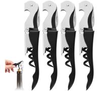 SINZONeu® Limonadier Professionnel Tire-Bouchon, Décapsuleur et Coupe-Capsule Set 4 Pièces Inox