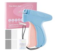 SINZONeu Mini pistolet à coudre manuel - Machine à coudre portable avec 5 aiguilles + 1000 pinces - Réparation flash pour vêtements et rideaux - Kit de couture de voyage pour réparations textiles