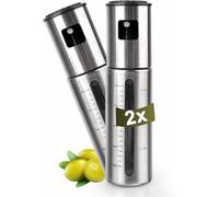 SINZONeu Pulvérisateur d'Huile Set de 2 × 100ml,Bouteille en Acier Inoxydable avec Fenêtre Graduée,Tuyau Haute Pression pour Brume Fine, Étanche & Démontable Facile