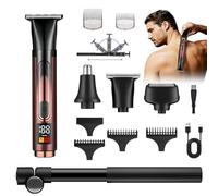 SINZONeu Tondeuse Corps Homme 5en1, Éclairage LED & Lames R Anti-Coupure, 2 Vitesses Turbo, Bras Télescopique 50cm, Écran LED Rappel Huile, IPX7 Étanche pour Dos Intime Nez Oreilles