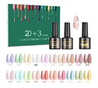 SINZONeu Vernis Semi Permanent, 23 Manucure Nail Art Lot Vernis à Ongles Gel UV LED Nail Polish 20 couleurs Populaire Avec Base et Top Coat, Matt Top Coat, 8ml