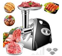 SINZUX Hachoir a Viande Électrique, 2800w, Meat Grinder avec 3 Plaques de Coupe (en Acier Inoxydable), Pour la Préparation Saucisses, Boulettes etc., Noir