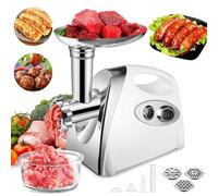 SINZUX Hachoir a Viande Électrique, 2800w, Meat Grinder avec 3 Plaques de Coupe (en Acier Inoxydable), Pour la Préparation Saucisses, Boulettes etc., Blanc