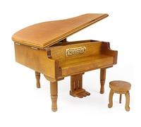 Sinzyo Anastasia-Once Upon a DecemberBoîte à Musique en Forme de Piano en Bois avec Petit Tabouret Cadeau d'anniversaire créatif pour la Saint - Valentin(Piano Couleur Bois)