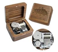 Sinzyo Boîte à musique Boîte à musique en bois pour Cadeau de Noël, anniversaire, Saint-Valentin(Castle in The Sky-Boîte en bois de noyer)