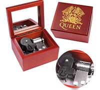Sinzyo Boîte à musique en bois gravé avec miroir boîte à musique Noël, anniversaire, Saint Valentin cadeau(Boîte en bois rouge, mélodie: Queen-Bohemian Rhapsody)